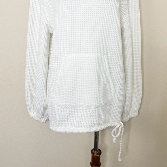 Faherty Echo Thermal Mock Neck Pullover Sweater White - Picture 6 of 15